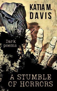 book cover showing a skeletal hand holding a black rose spattered in black ink